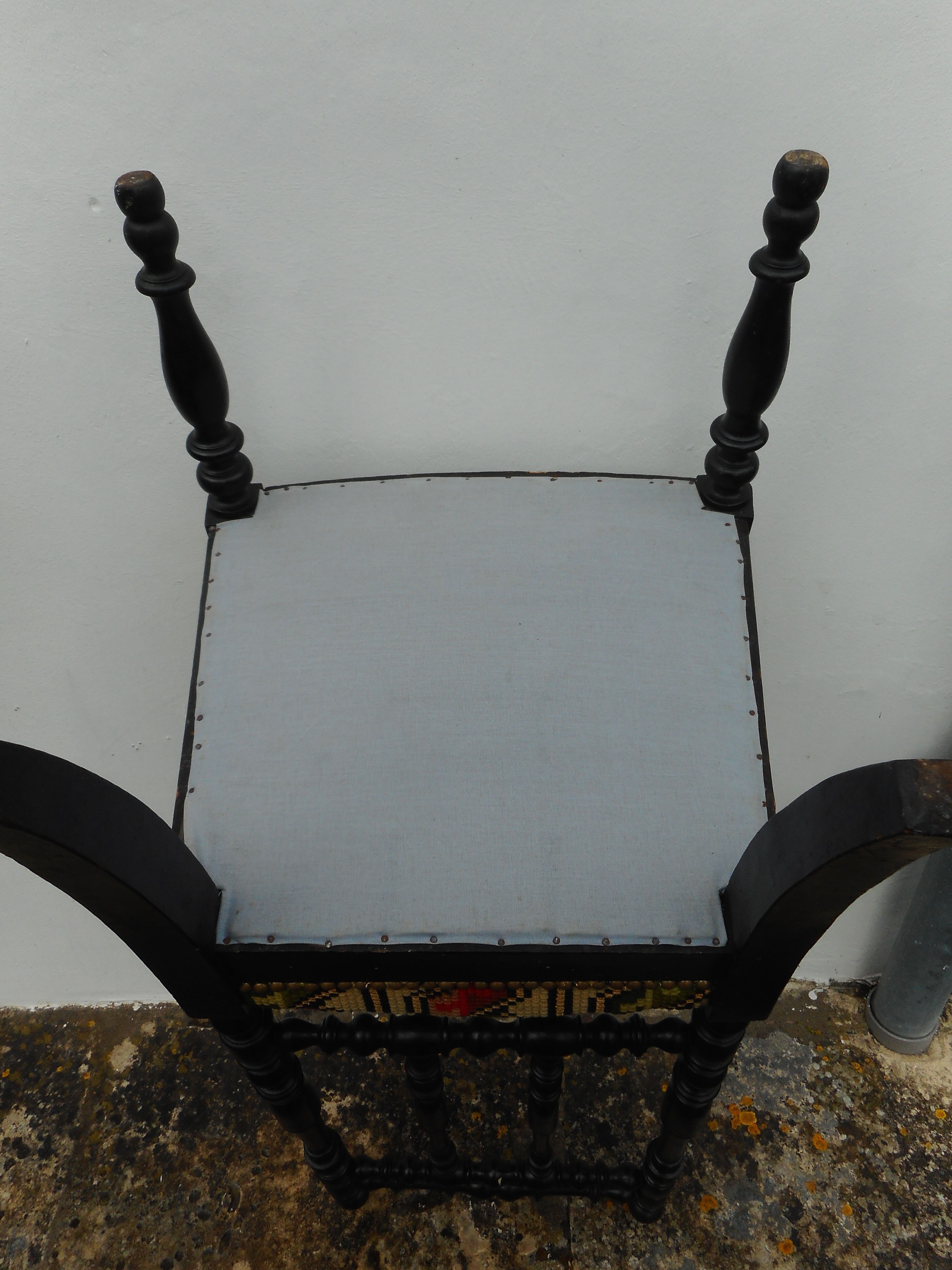 Chair Napoleon III, black turned wood