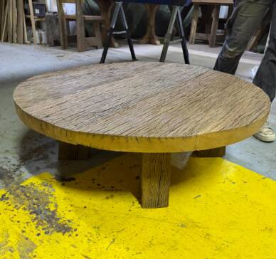 Handmade Rustic Oak Round Coffee Table | Solid Reclaimed Wood | Farmhouse L