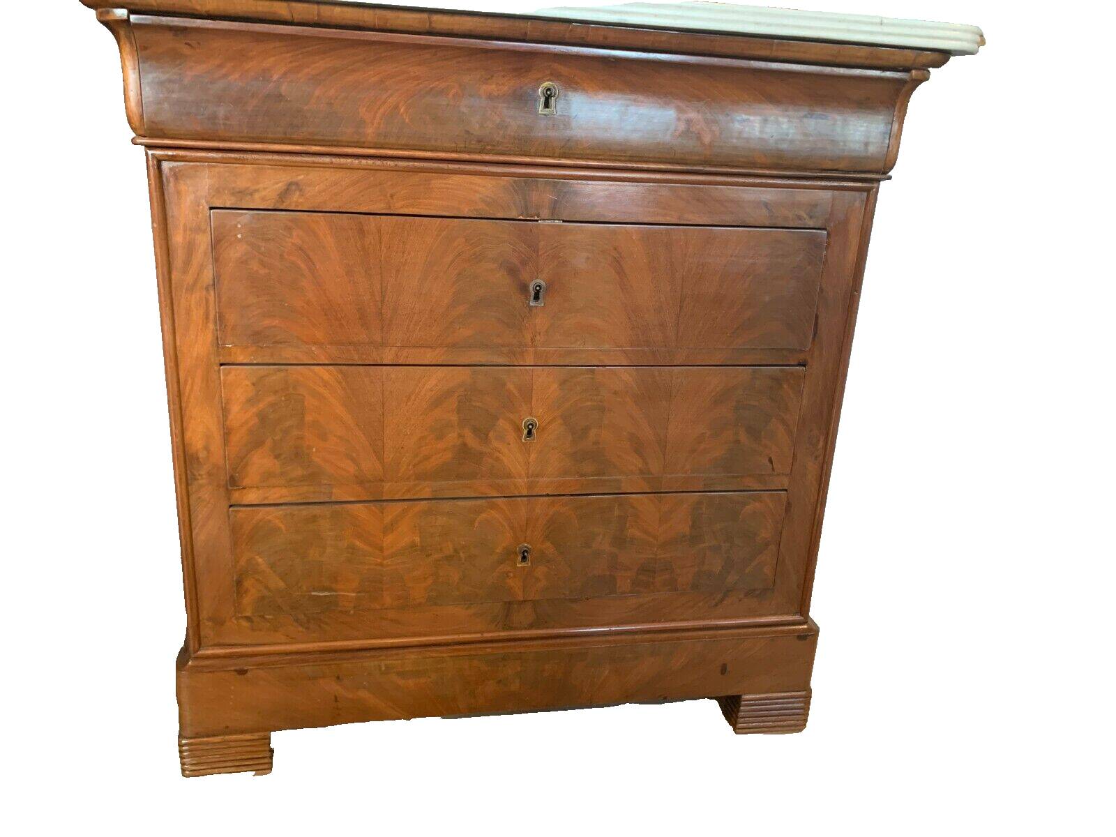 Louis Philippe dressing table chest of drawers in mahogany and 19th century veneer