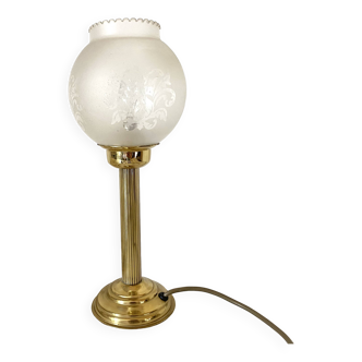 Retro glass globe column base lamp