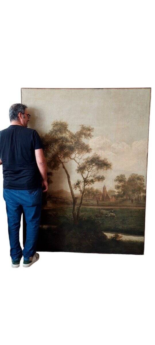 Large oil painting on canvas 2 m x 1.50 m - animated landscape - Charles Louis Verboeckhoven