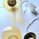 Set of 2 bubbled amber glass globe pendants