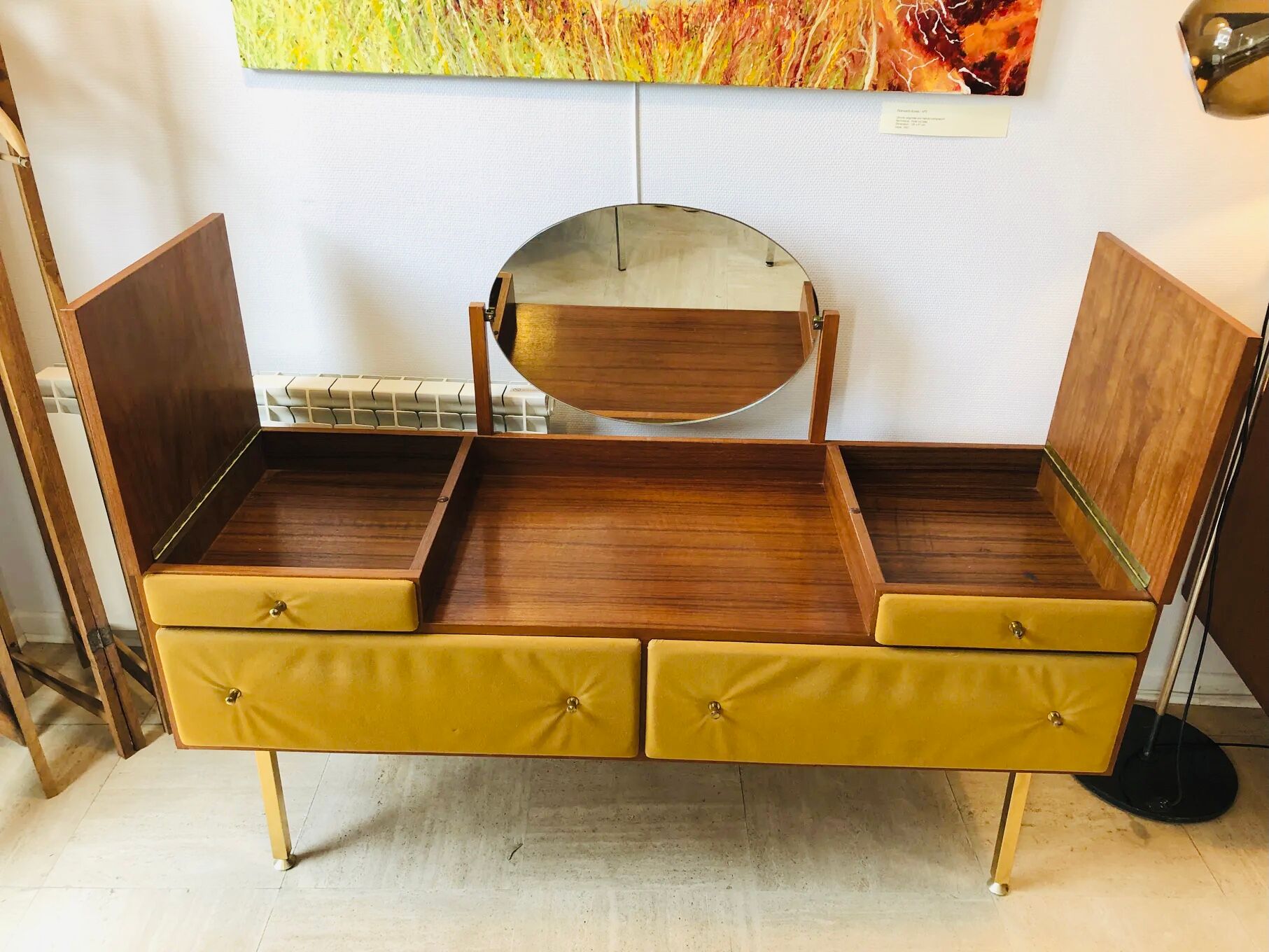 Vintage velvet dressing table, Roger Landeau, 1970