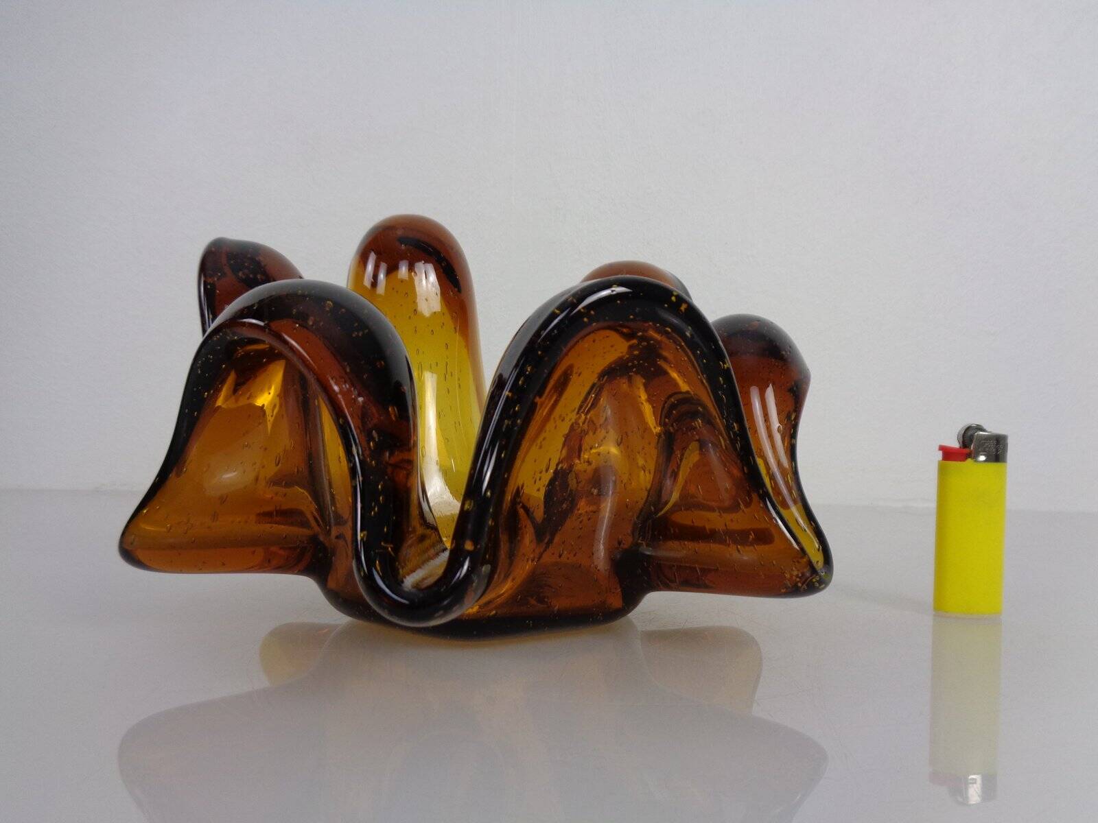 Large Murano amber glass bowl, Italy, 1960s