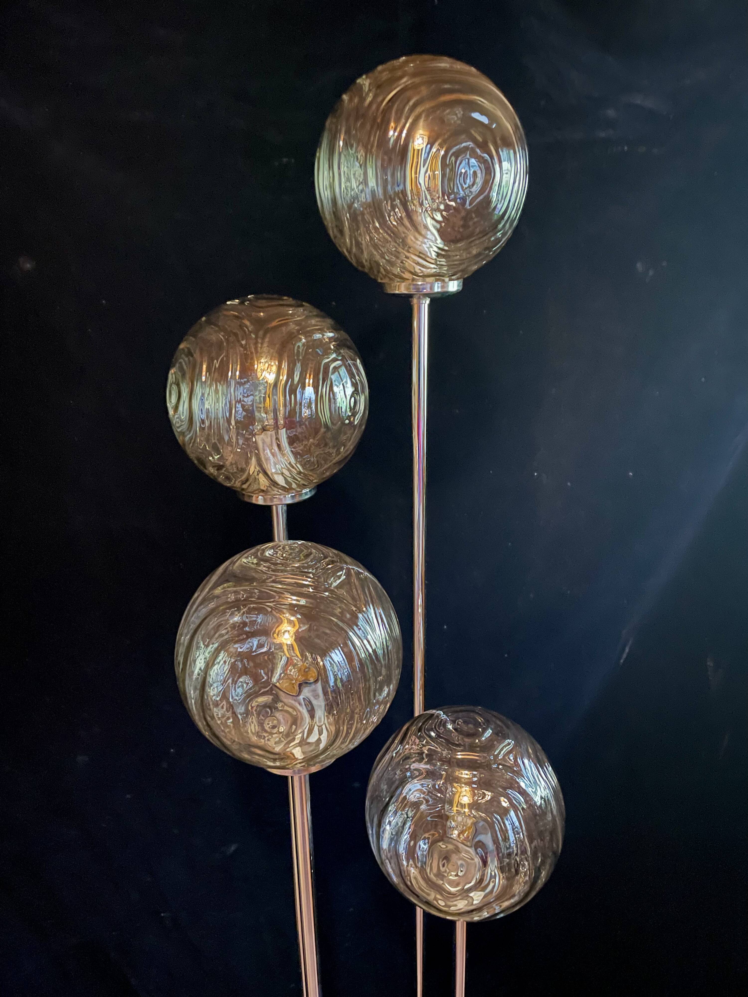 Cascade floor lamp, vintage, 4 "Waves" globes, 1970s
