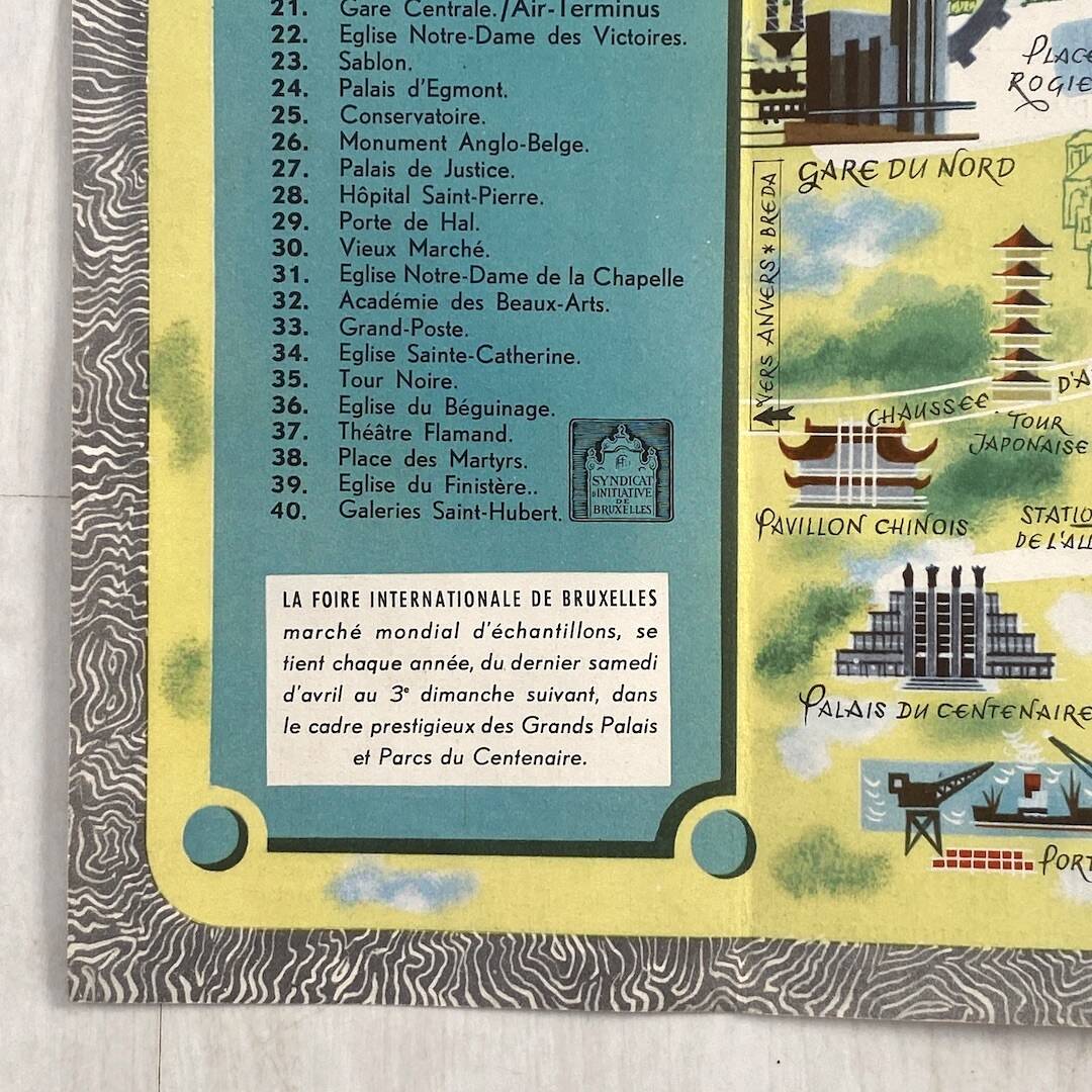 Vintage map of Brussels 1960s