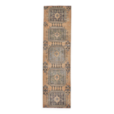 3x9 Mustard Light Blue Turkish Runner Rug 79x280Cm