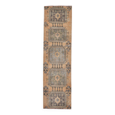 3x9 Mustard Light Blue Turkish Runner Rug 79x280Cm