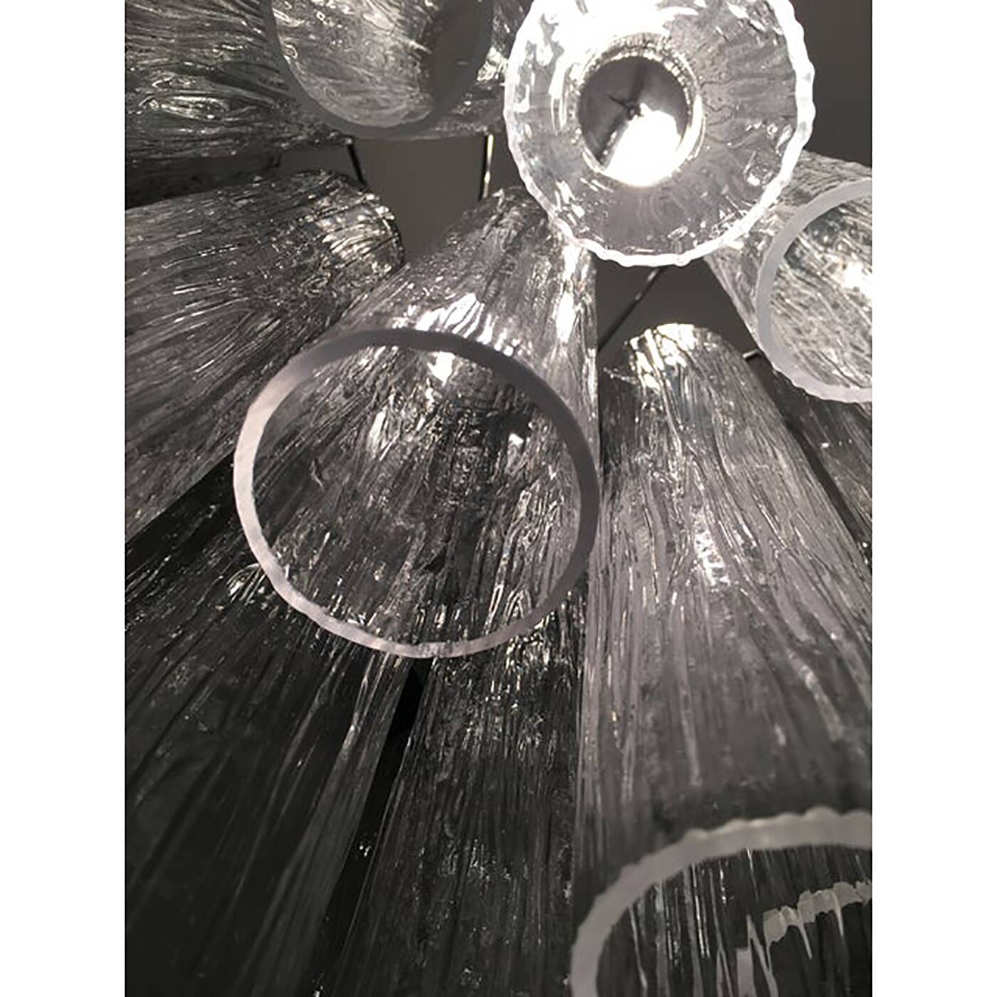 Murano Glass Sputnik Chandelier With "Corteccia" Tubes Italian Glass