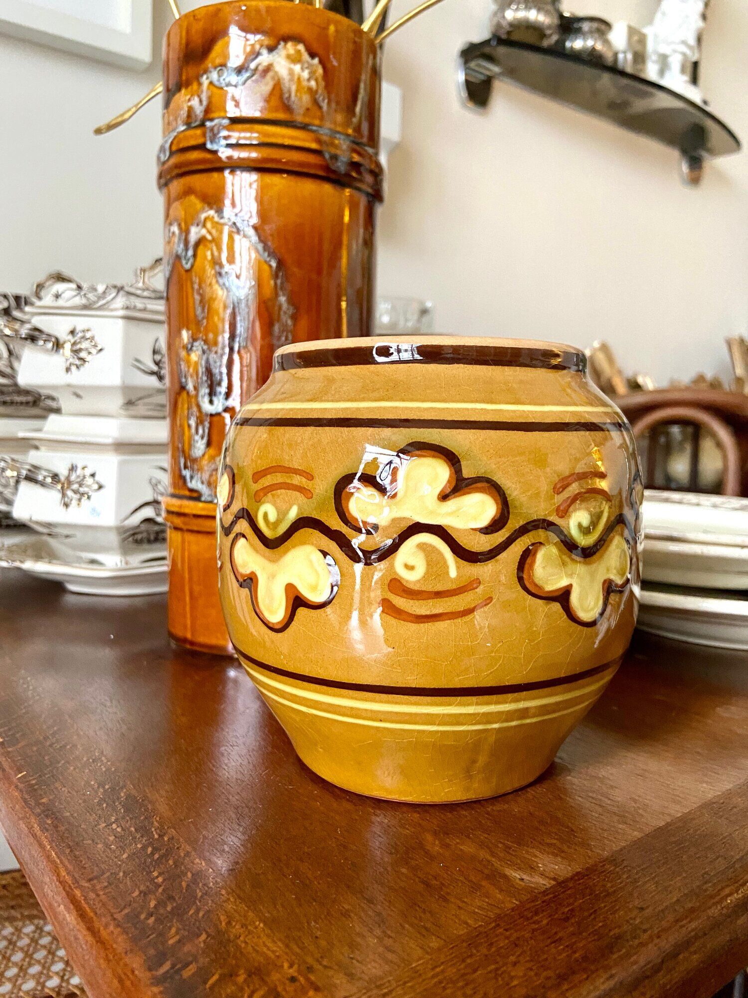 Ocher glazed ceramic vase