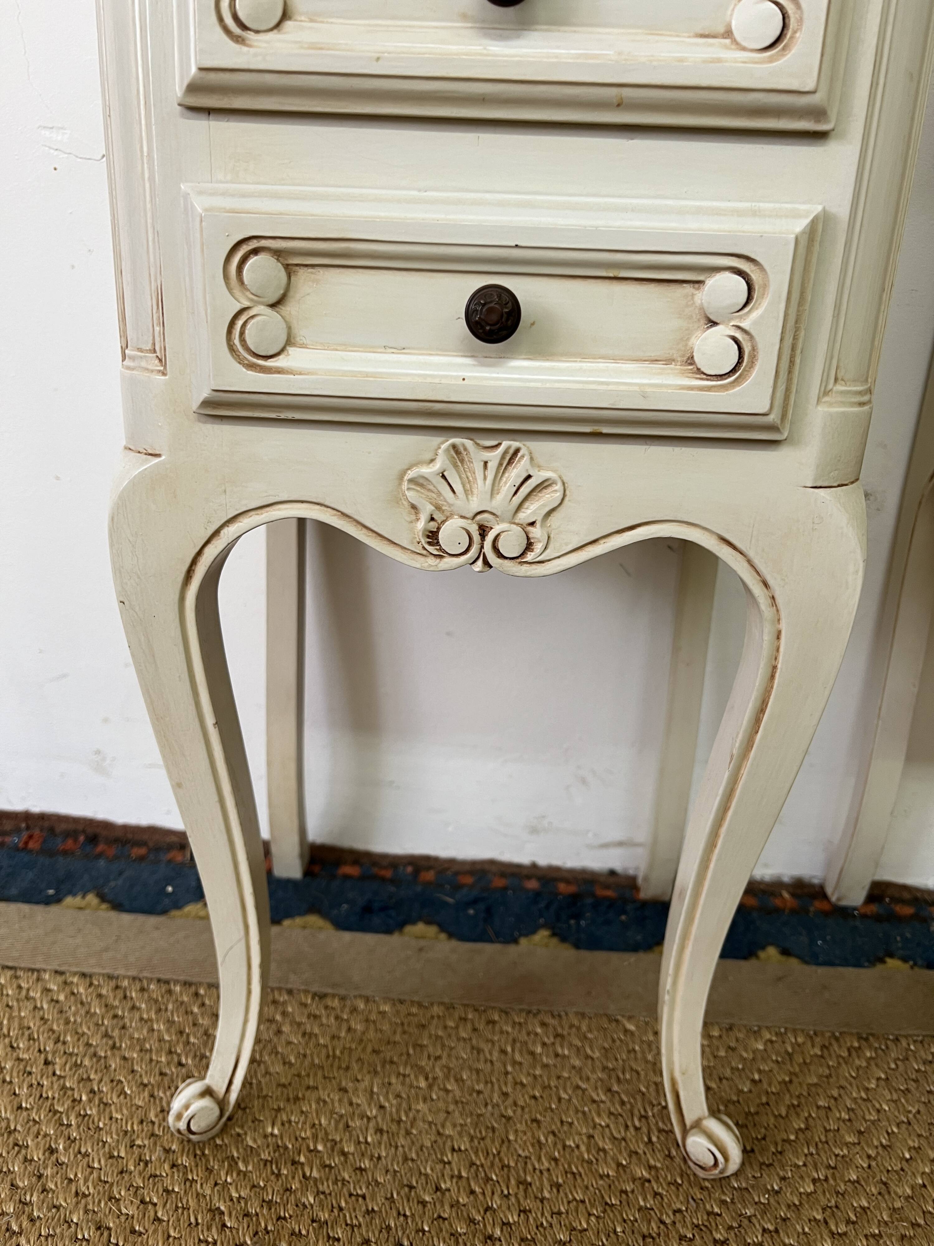 Pair of antique Louis XV style bedside tables, 3 drawers