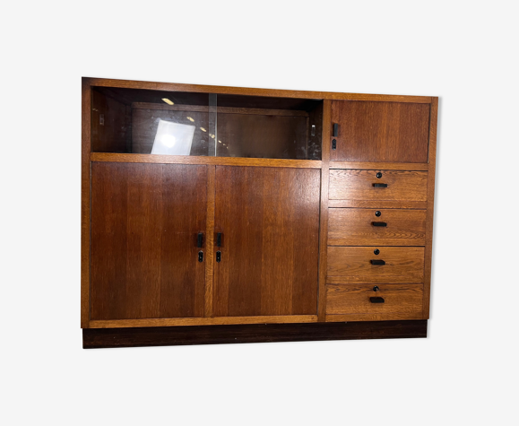 Vitrine, placard, commode vintage en bois profond