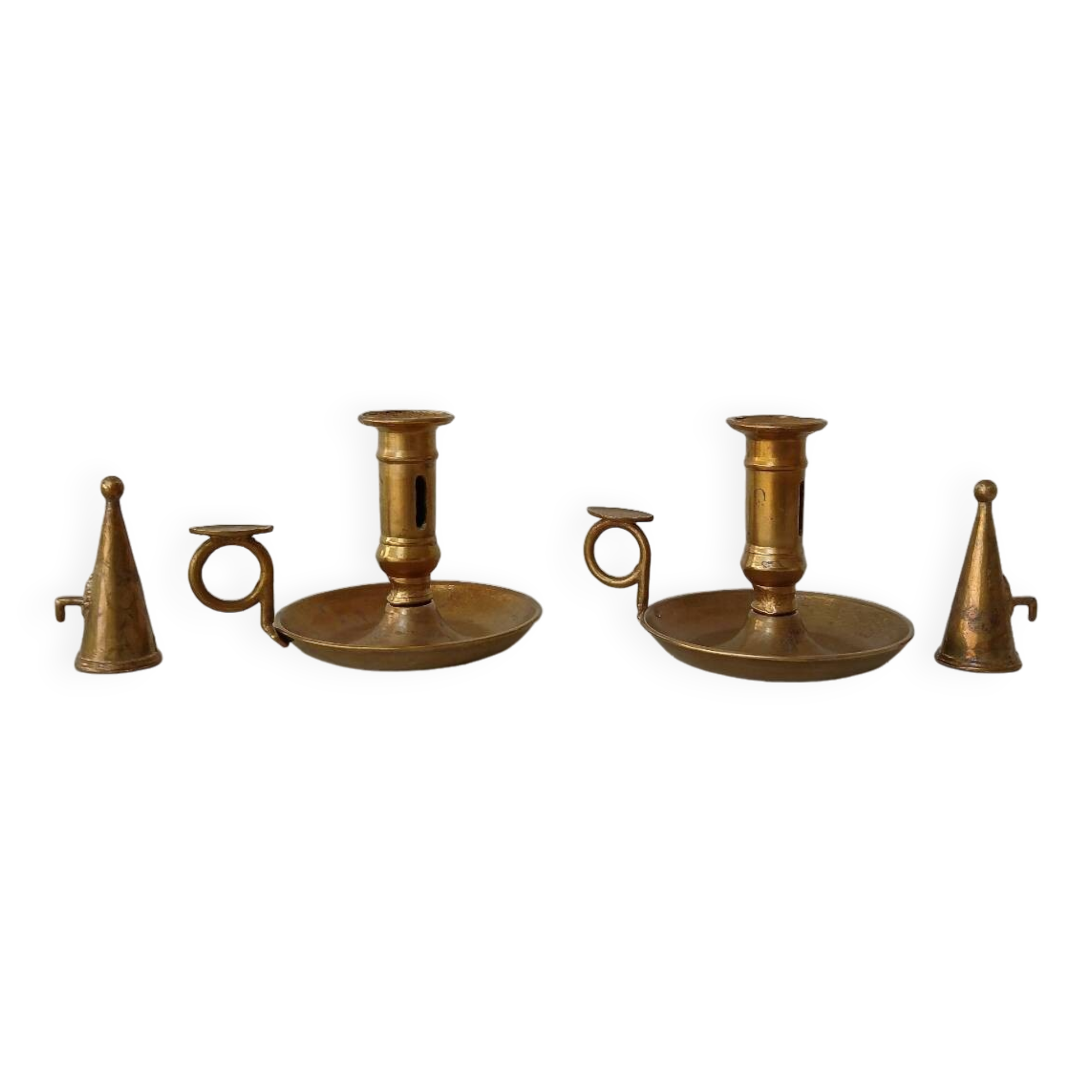 Set of 2 brass cellar rat candlesticks