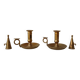 Set of 2 brass cellar rat candlesticks