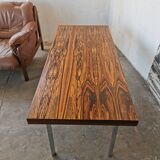Coffee table from the 70s, chrome and rosewood