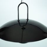 Vintage 1990s Black Pendant Lamp with Glass Top Shade. Italy