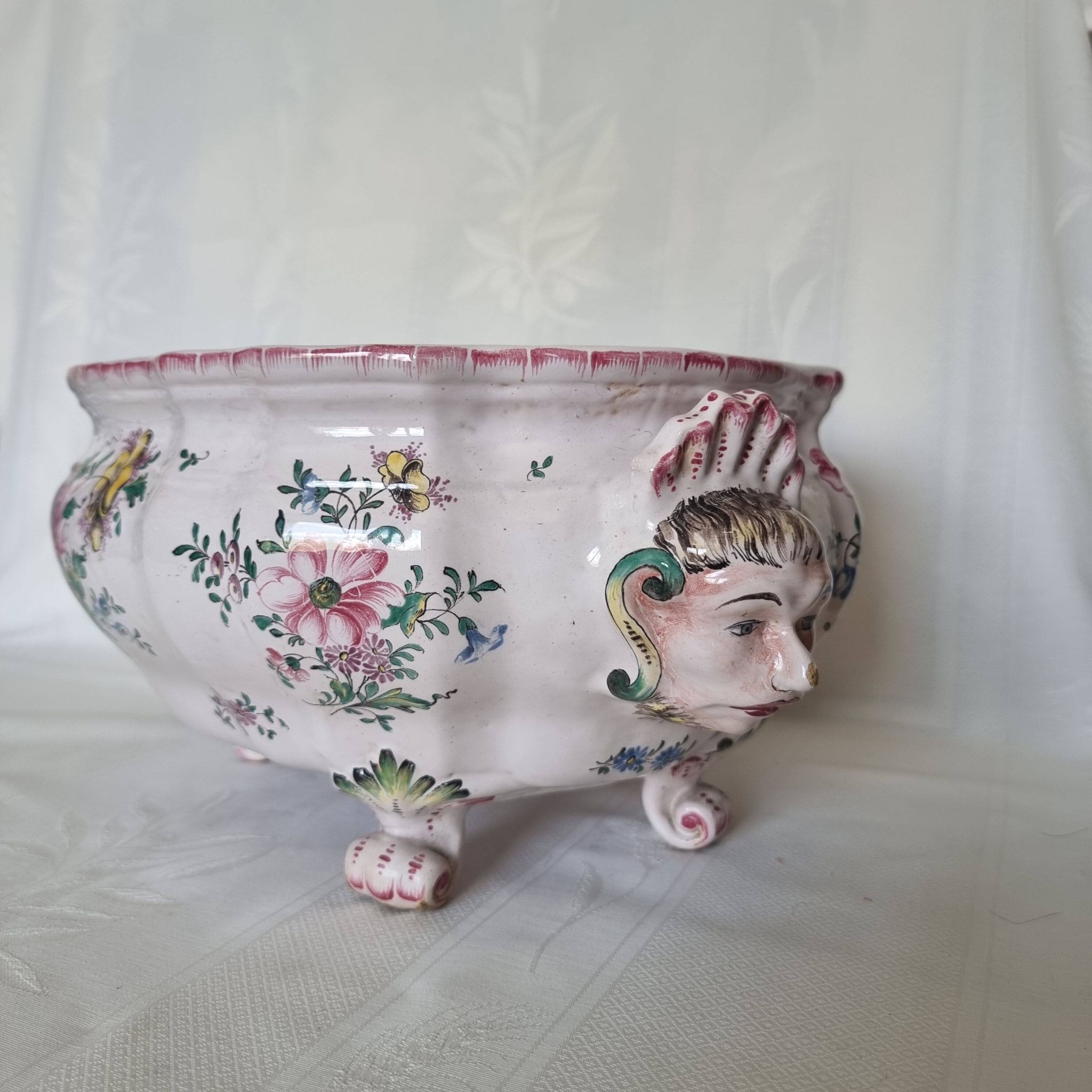 Antique 18th century Marseille earthenware planter by Veuve Perr