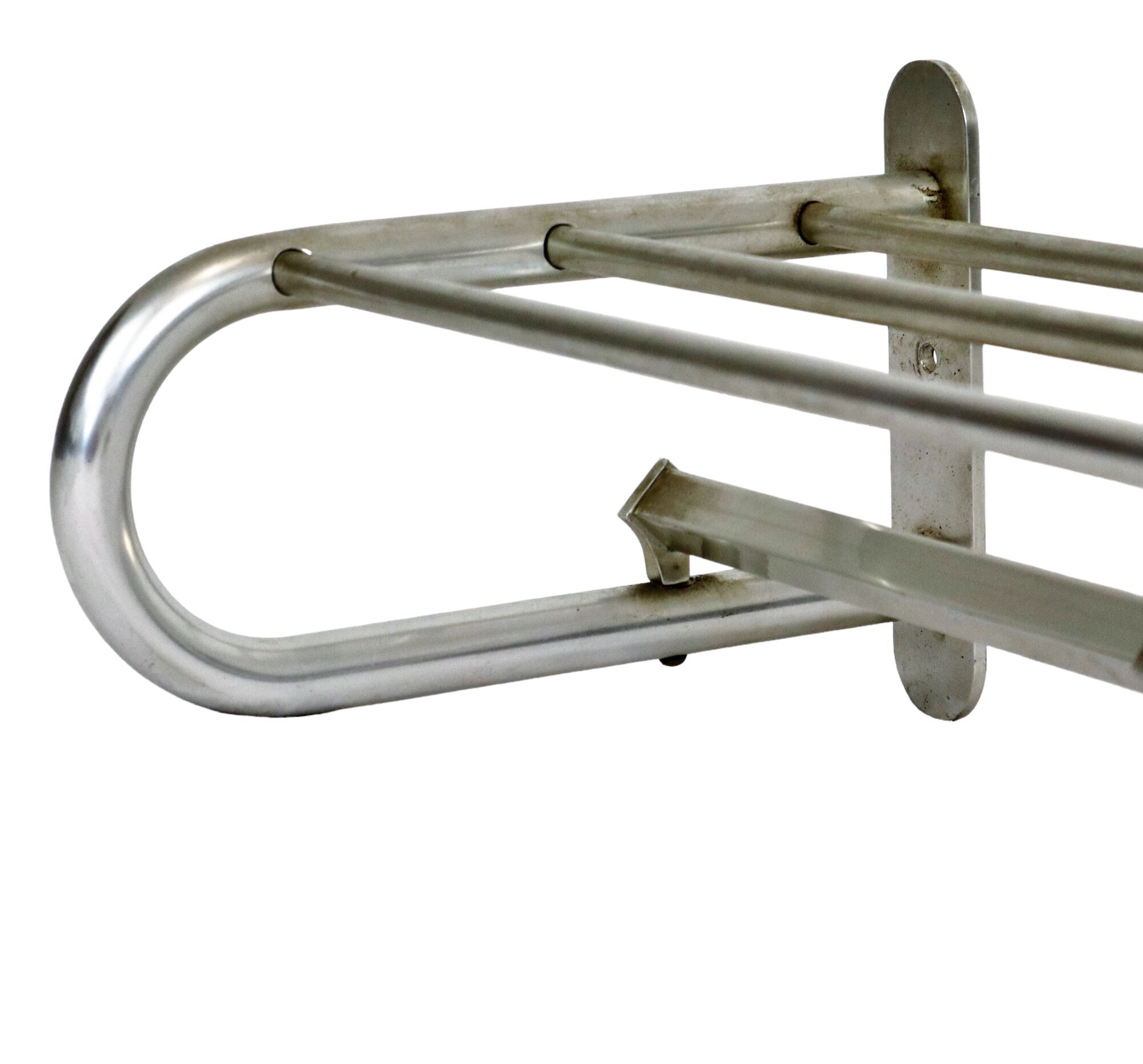 Modernist coat rack hat rack aluminum 7 hooks art deco style