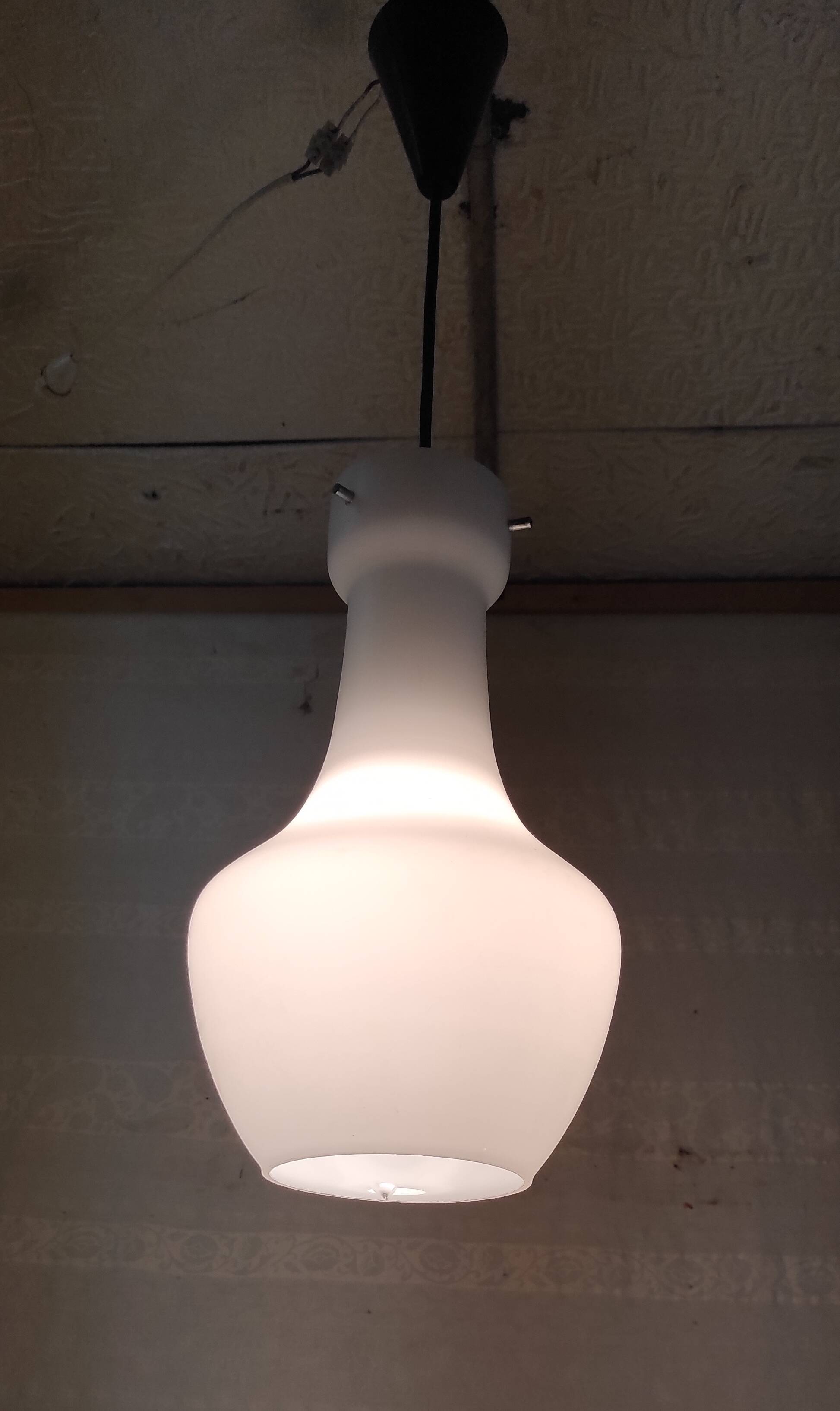 Opaline globe design pendant light by Targetti Sankey (Italy) - mid-20th century