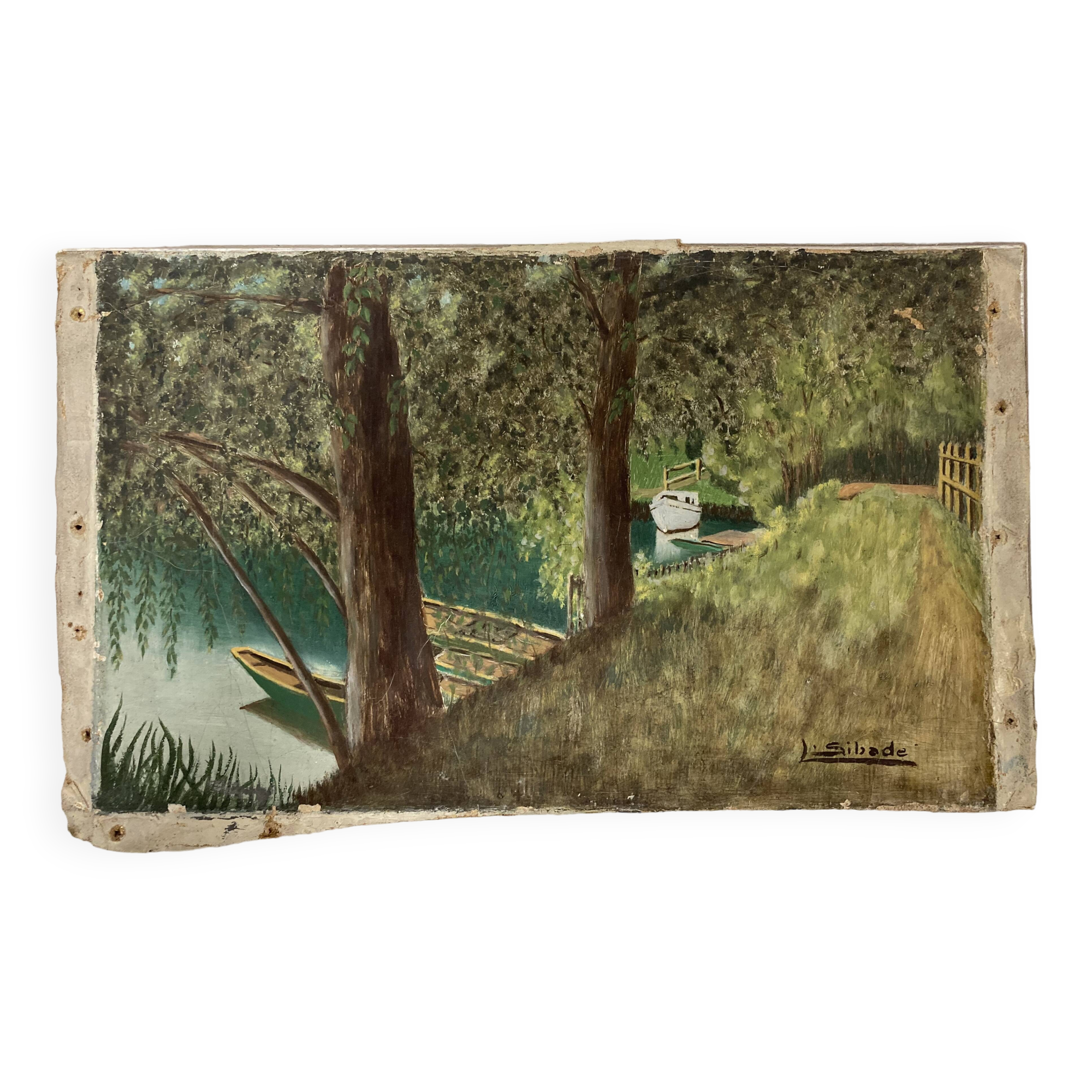 Landscape in oil on canvas signed