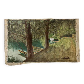 Landscape in oil on canvas signed