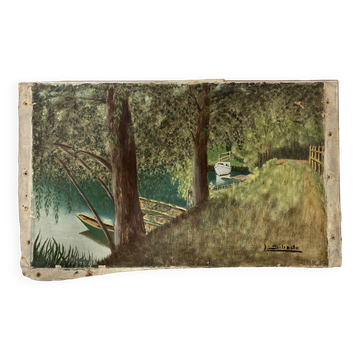Paysage à l'huile sur toile signé