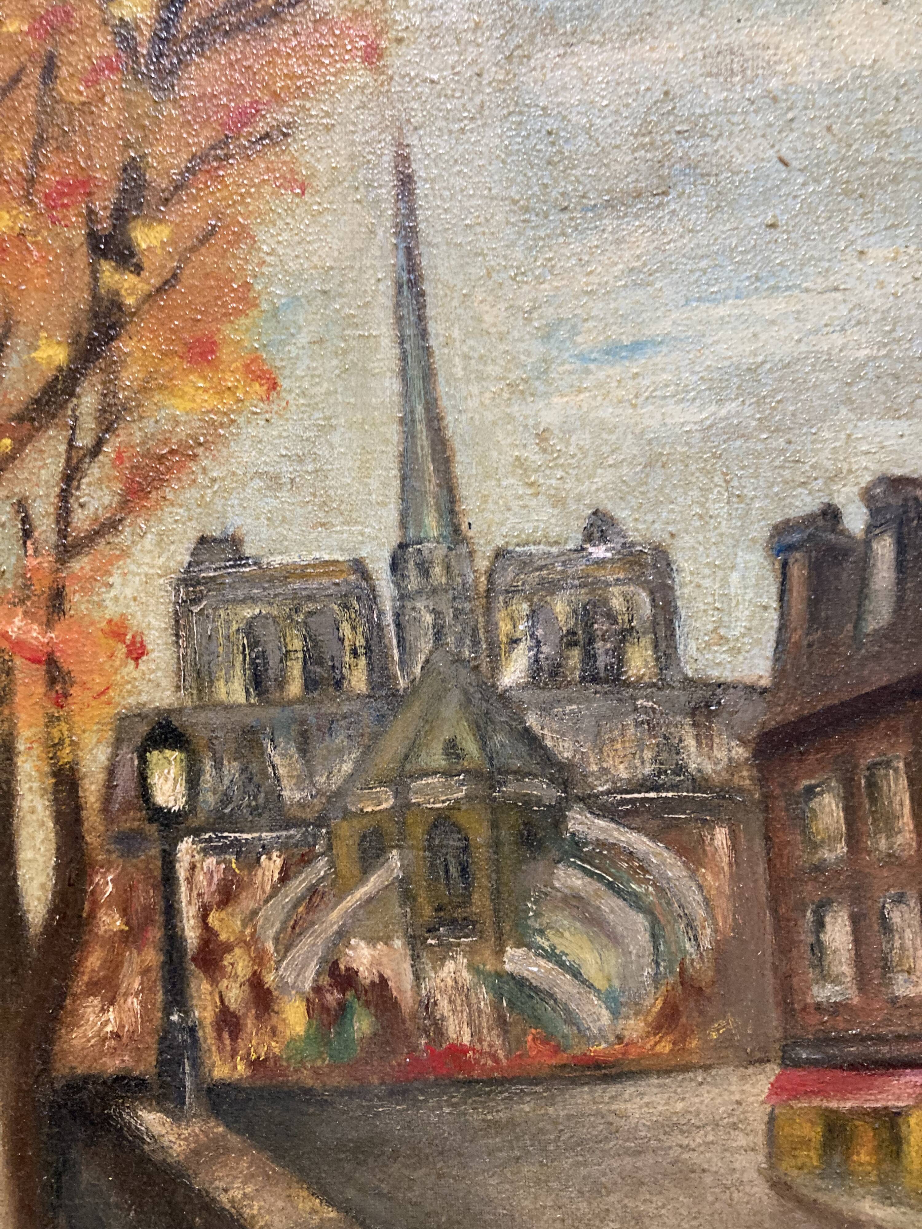 Robert morin, les quais de notre-dame de paris, huile sur toile