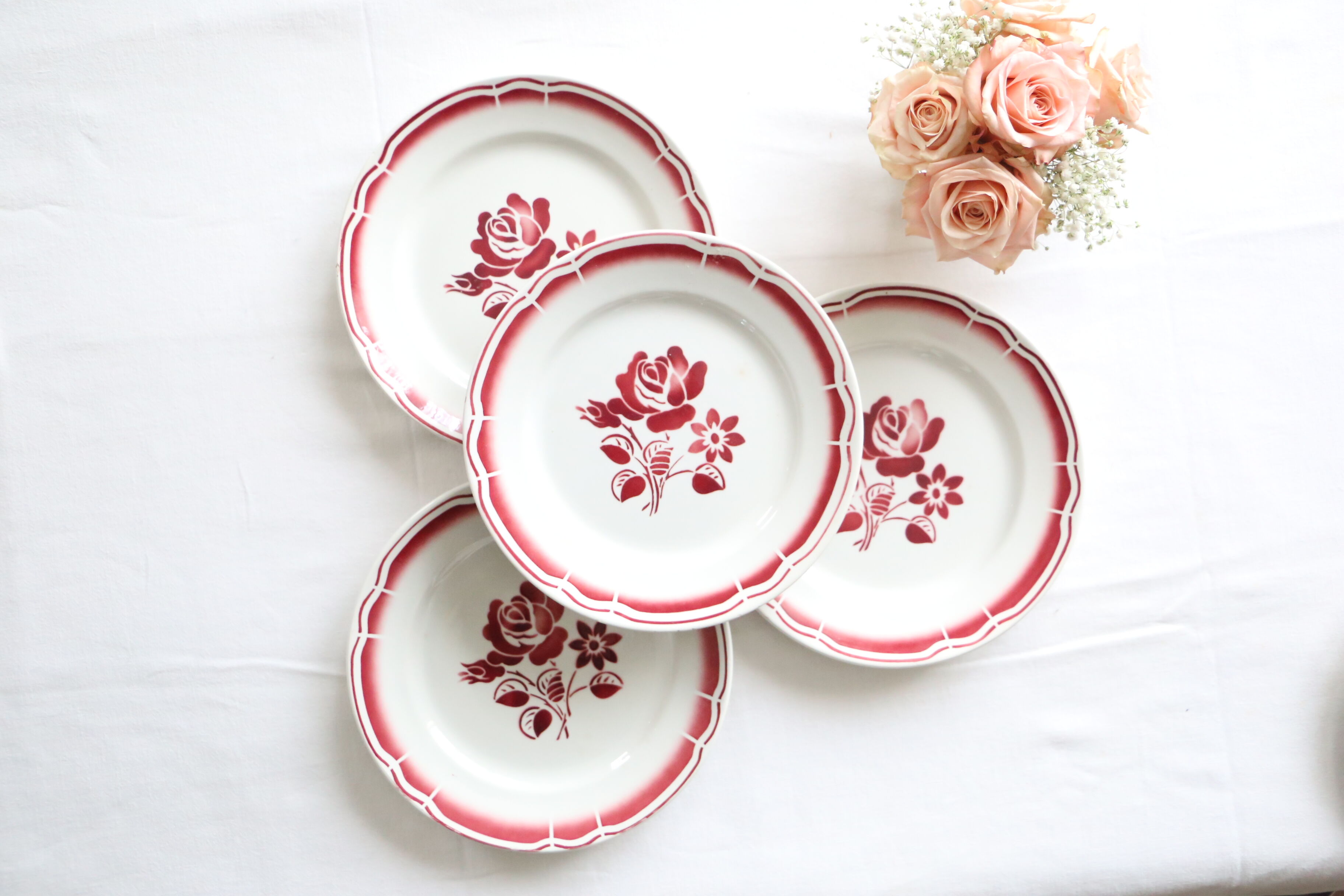 Set de 4 assiettes Badonviller, vintage français