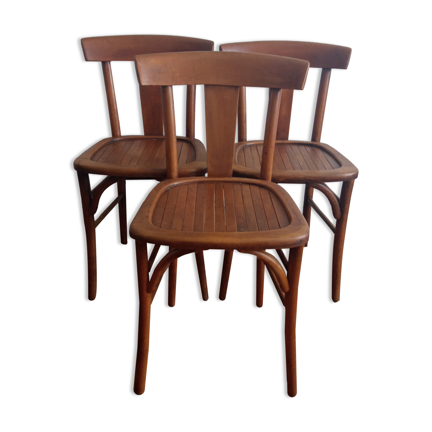 Trio of old bistro chairs