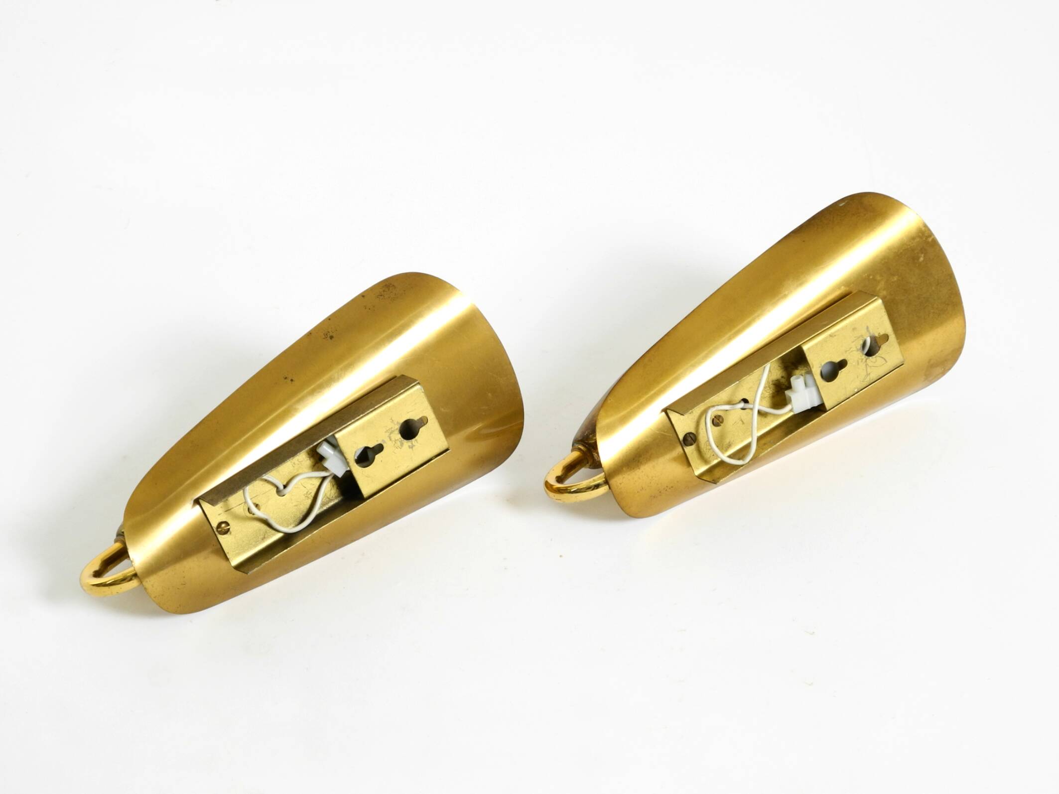 Two enchanting original Swedish Mid Century Modern brass wall lamps