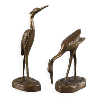 Set of 2 bronze birds
