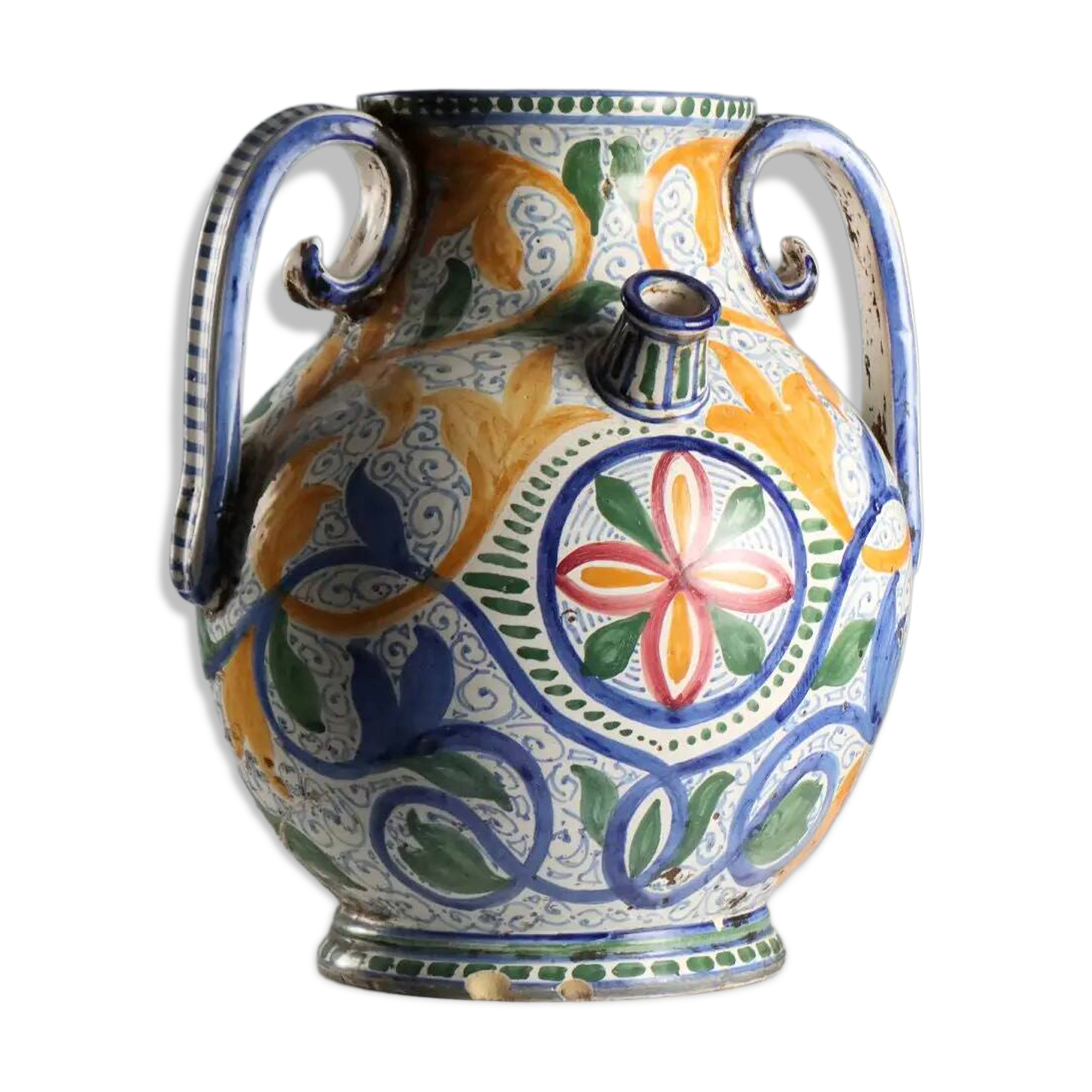Ancient amphora in hand-painted majolica, Italy, 20th century
