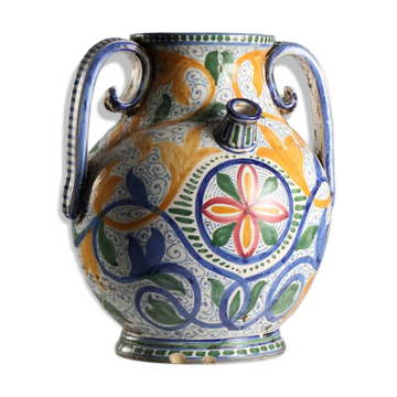 Ancient amphora in hand-painted majolica, Italy, 20th century