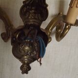 Double bronze wall light, vintage French traditional style, scrolled arms 5097.