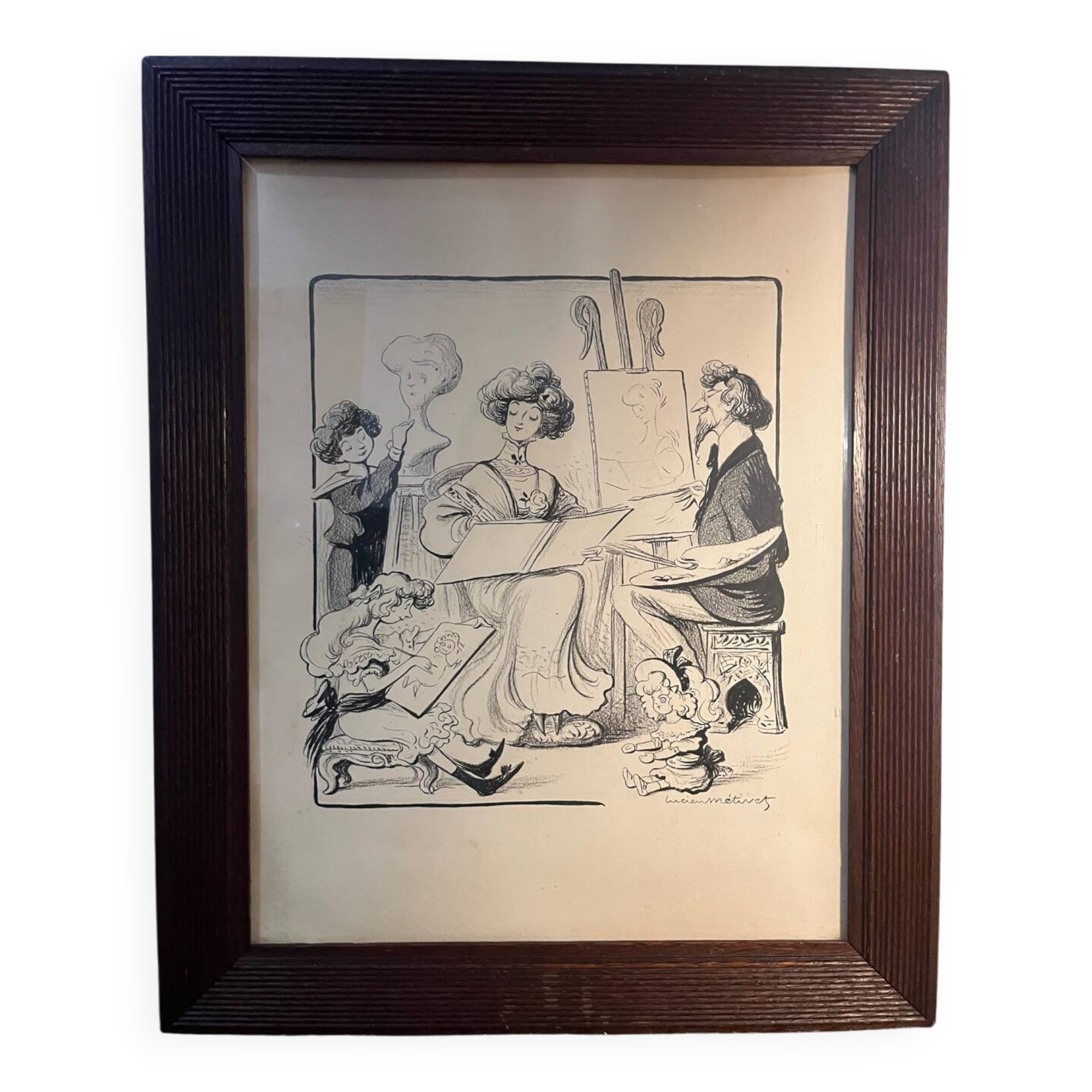 Original drawing on cardboard by Lucien Metivet