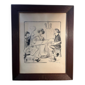 Original drawing on cardboard by Lucien Metivet