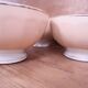 3 antique pale pink earthenware bowls from Moulin Des Loups