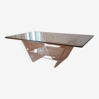 Table basse plexi et verre David Lange