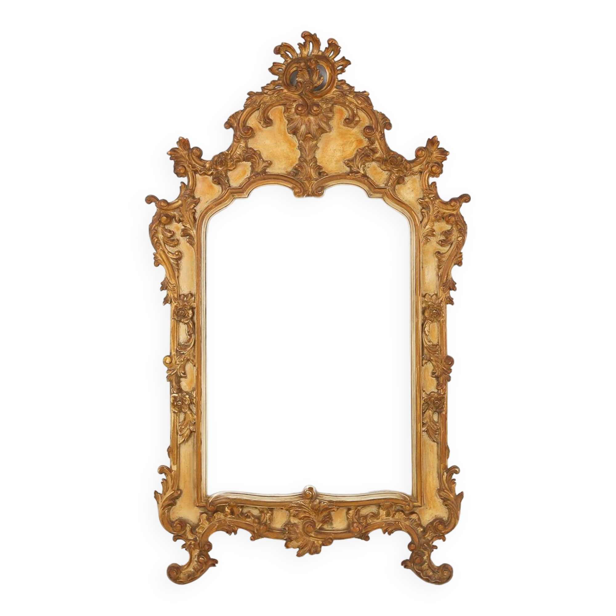 Timeless decorative rococo style gilted mirror in resin, Belgium 1950s