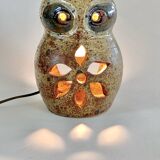Lampe veilleuse chouette en grès Guy Baudat