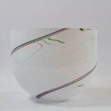 Kosta Boda bowl-centerpiece, 1980s / 90s, white with multicolor filaments.
