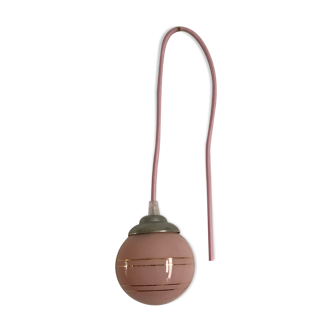 Vintage lamp globe in pink glass and thread in pink fabrics