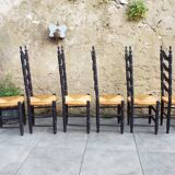 6 straw chairs with high backs