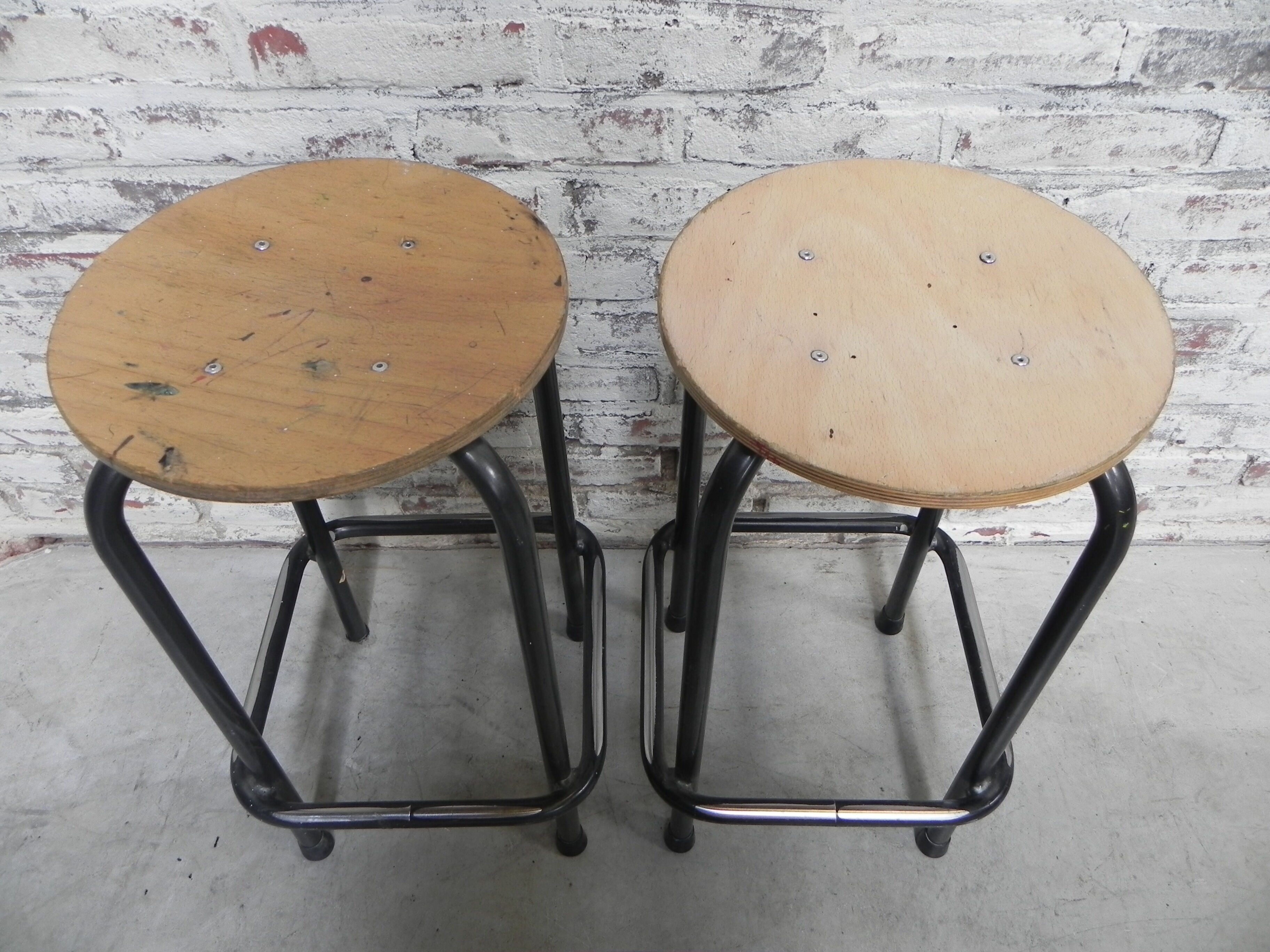Industrial steel stool, 60 cm high