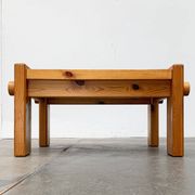 Vintage Scandinavian brutalist coffee table in Swedish pine by Yngve Ekström for Swedese, 1970s.