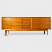 Mid-century modern architectural sideboard in premium Okoumé