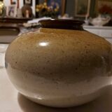Pretty ball vase in enamelled stoneware with blue floral motifs