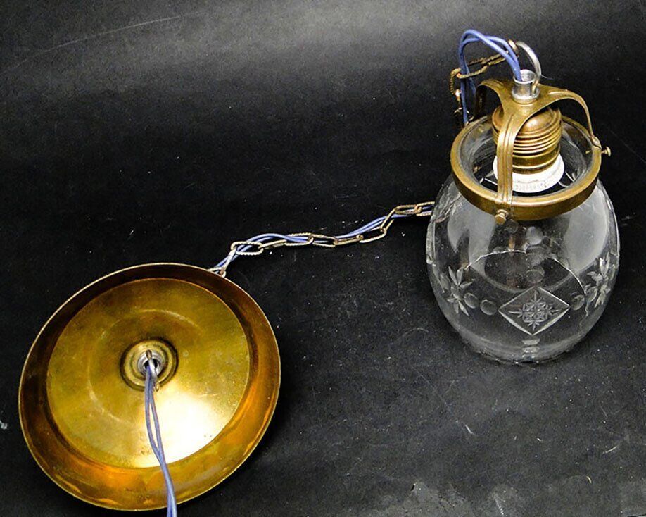 Art Deco crystal pendant lamp, Poland, 1950s