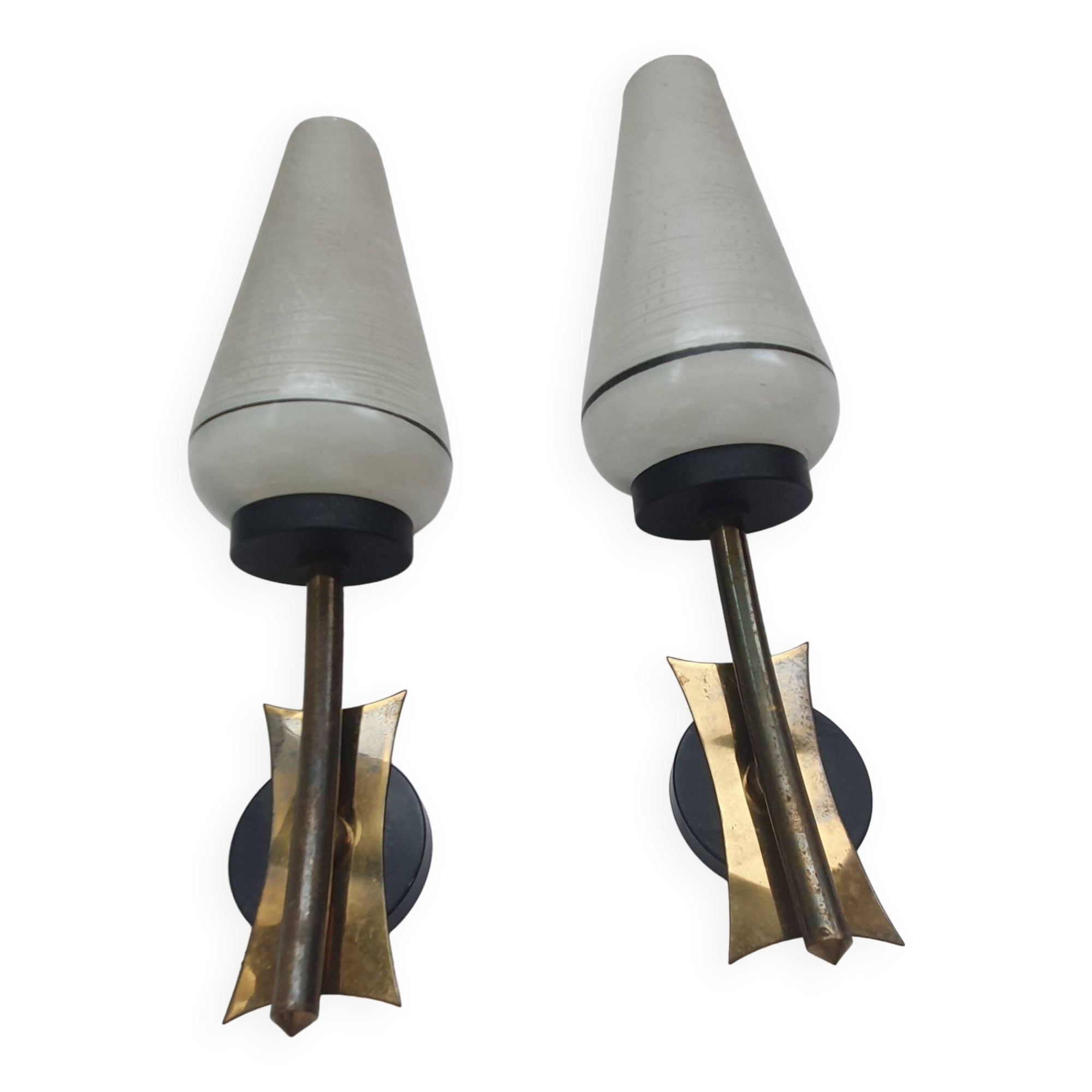 Two vintage tulip wall sconces
