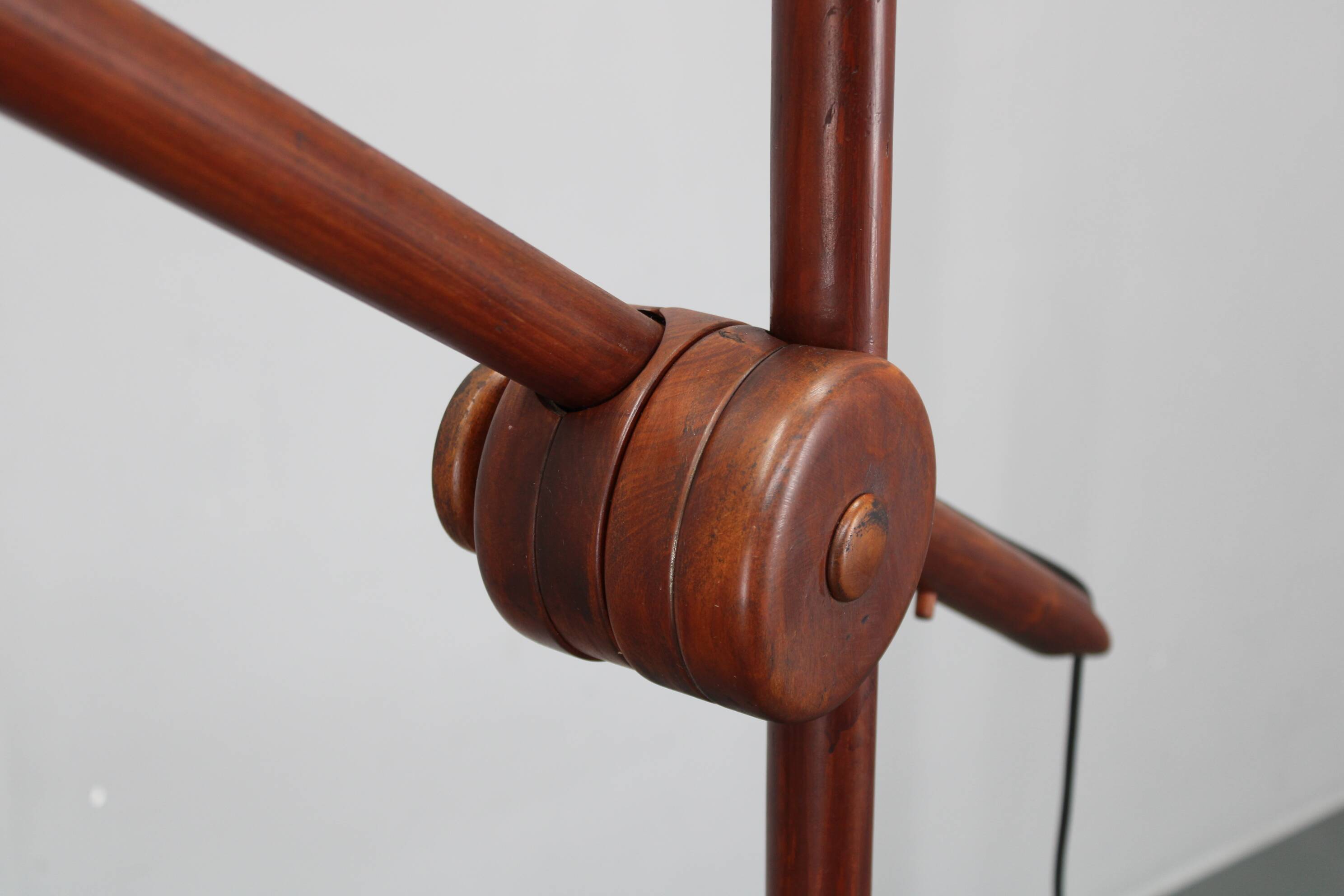 Lampadaire scandinave en pin à contrepoids des années 1970, abat-jour en papier neuf